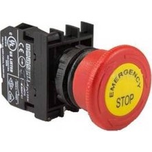 Emas B Serisi Plastik 1no Acil Stop 40 mm Çevirmeli Etiketli Kırmızı 22 mm Buton B100EE