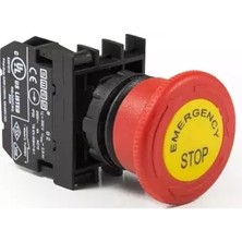 Emas B Serisi Plastik 1nc Acil Stop 40 mm Çevirmeli Pozisyon Gösterge + Etiketli Kırmızı 22 mm Buton B200EEG