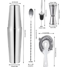 Premini Paslanmaz Çelik 600/800ML Boston Kokteyl Shake Seti, Barmen Kiti