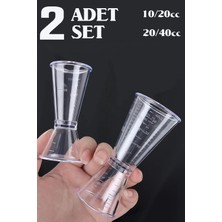 Premini Çift Taraflı Polikarbon Jigger, 10/20CC ve 20/40CC Ölçü Kabı Seti