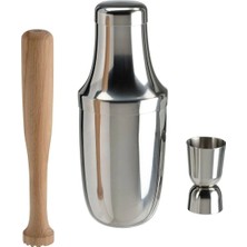 Premini Paslanmaz Çelik Bar Kokteyl Seti 600 ml Shaker Tokmak ve Ölçekli