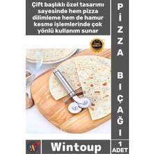 Wintoup #bıçak Paslanmaz Çelik Profesyonel Mutfak Kesici Hamur Kesim Aracı Çift Başlıklı Pizza Hamur Bıçağı