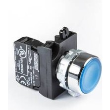 Emas cm Serisi Metal 1no Yaylı Düz Mavi 22 mm Buton CM100DM