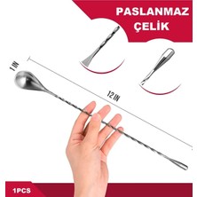 Premini Şık ve Dayanıklı Profesyonel Kokteyl Bar Kaşığı, Kolay Kullanım ve Şık Tasarım
