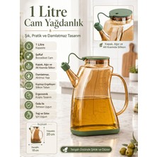 Padilon 1 Litre Cam Yağdanlık Sirkelik Silikon Kapaklı Damlatmaz Şişe