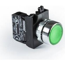 Emas cm Serisi Metal 1no Yaylı Düz Yeşil 22 mm Buton CM100DY