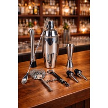 Premini 8 Parça Çelik Kokteyl Seti, 720ML, Shaker, Kaşık, Jigger, Tokmak, RA658