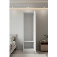 Wode Studio 180 cm Boy 1 Kapaklı Beyaz Gardırop 180-45-45 Boruktolu Modeli