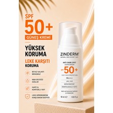 Zinderm Spf 50+ Leke Karşıtı Aydınlatıcı Nemlendirici Etkili Yüksek Koruyucu Suya Dayanıklı Yüz Güneş Kremi Tüm Cilt Tipleri Için 50 ml