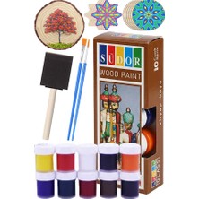 Artlantis Ahşap Boyası 10 Renk 20ML 1 Paket Südor 10 Lu Ahşap Boya Yüksek Kapatıcılık Kesik Uçlu Sünger Fırça Canlı Renk