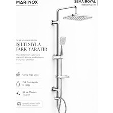 Marinox Sema Royal Premium Krom Robot Duş Seti Geniş Tepe Duşlu Tek Fonksiyonlu El Duşlu Modern Banyo Duş Sistemi
