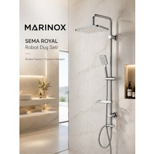Marinox Sema Royal Premium Krom Robot Duş Seti Geniş Tepe Duşlu Tek Fonksiyonlu El Duşlu Modern Banyo Duş Sistemi
