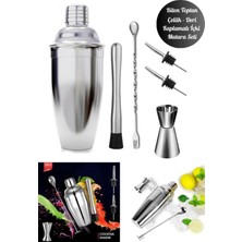 Premini 6 Parça Çelik Kokteyl Shaker Seti, Şık ve Dayanıklı Barmen Aksesuarı