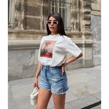 Aida Fashion Yırtık Detay Demim Şort