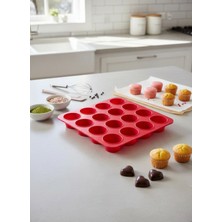 Stork 16 Gözlü Silikon Makaron, Mini Kek ve Çikolata Kalıbı - Yanmaz Yapışmaz Muffin Tepsisi