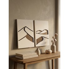Kaveld Abstract Dunes 2'li Duvar Sanatı Seti - Modern Soyut Kum Tepesi Motifli Kazıma Tablo, Organik Minimalist Tablo