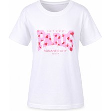 Trender Paris Baskılı Kısa Kol Ekru Kız Çocuk T-Shirt 26YDT1000053
