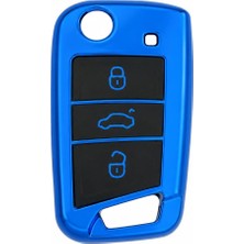 Autohan Keys Nano Anahtar Kılıfı, Volkswagen Golf 7, Tiguan, Polo, T-Roc, T-Cross ile Uyumlu, Lacivert, Lüks Koruma
