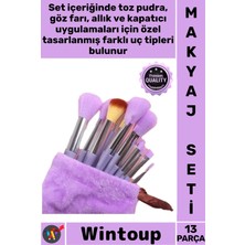 Wintoup #makyajseti Profesyonel Yumuşak Kıl Hızlı Kuruyan Pudra Göz Farı Kapatıcı Makyaj Fırçası Seti 13 Prç