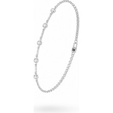 Balenbi Jewelry Kararmaz Çelik Taş Detaylı Gümüş Renk Ince Zincir Kadın Bileklik 1116