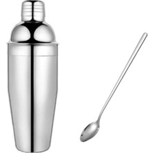 Premini Kokteyl Yapım Seti 2'li Metal Shaker ve Bar Kaşığı, 350 Ml, Süzgeçli
