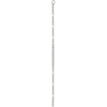 Balenbi Jewelry Kadın Taşlı Çubuk Detaylı Figaro Zincir Kararmaz Çelik Bileklik Gümüş Renk 1119