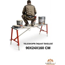 Midilli Alüminyum Gövdeli Çelik Ayaklı Teleskopik Katlanır İnşaat İskelesi - 400 Kg Taşıma Kapasitesi 90x24x160cm