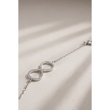 Balenbi Jewelry Kadın Taşlı Sonsuzluk Figürlü Kararmaz Çelik Bileklik Gümüş Ren 1126