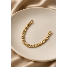 Balenbi Jewelry Kadın Taşlı Çapraz Geometrik Zincir Kararmaz Çelik Bileklik Gold Renk 1130