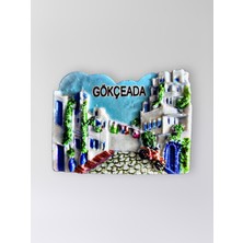 Mundy Gökçeada Polyester Kabartmalı Magnet 6,5x5 cm Dekoratif Hediyelik Buzdolabı Süsü (KOD:1341)