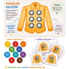 Major Hobi Montessori Renk Eşleştirme Oyunu Düğme Eşleştirme Kartlı Eğitici Aktivite Seti