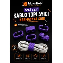 Major Hobi 5’li Kablo Toplayıcı Seti  Kablo Düzenleyici Organizer Klips - Mor
