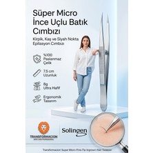 Transformacion Micro Ince Uçlu Batık ve Milia Cımbızı - Paslanmaz Çelik Hassas Kirpik, Kaş ve Siyah Nokta Epilasyon Cımbızı (7.5 Cm) Solingen Professional 721242
