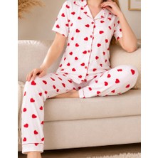 Kalpli Düğmeli Pijama Takımı Pamuklu