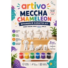 Artivo Meccha Chameleon Boyama Seti 8 Mini Karakter, 6 Renk Boya, 1 Fırça, Eğitici Hobi ve Yaratıcılık Oyuncağı
