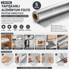 Mersi Shop 5 Metre Yapışkanlı Alüminyum Folyo Mutfak Koruyucu | Silinebilir Dolap ve Tezgah Kaplama Folyosu