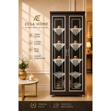 Zesa Home 6 Parça Gardenya Fransız Güpür Detaylı Salon Vitrin, Gümüşlük Peçetesi