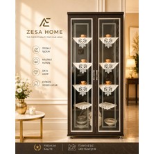 Zesa Home 6 Parça Gardenya Fransız Güpür Detaylı Salon Vitrin, Gümüşlük Peçetesi