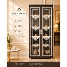 Zesa Home 6 Parça Gardenya Fransız Güpür Detaylı Salon Vitrin, Gümüşlük Peçetesi