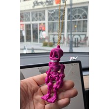 Şimika Iskelet Kuru Kafa Ayna Süsü Anahtarlık (Pembe)