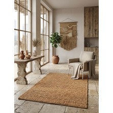 Hbs Art Design Doğal Dokuma Jüt Halı - El Örgüsü Dekoratif Hasır Kilim
