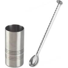 Premini Tokmaklı Bar Kaşığı Jigger 1.5/3 cl Silindir Kokteyl Ölçek Seti