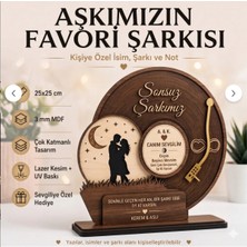Kişiye Özel Aşkımızın Favori Şarkısı Çok Katmanlı Mdf Masa Dekoru 25X25 cm Özel Gün Hediyesi Alternatif: