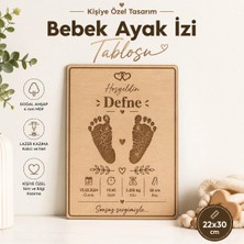 Kişiye Özel Bebek Ayak Izi Tablosu Ahşap Lazer Kazıma Doğum Hatırası Yeni Doğan Bebek Hediyesi
