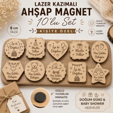 Kişiye Özel Ahşap Magnet 10’lu Set Lazer Kazımalı Hediyelik Magnet