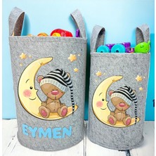Empressco Unisex Kişiye Özel Isimli Gri Baskılı Büyük ve Orta Boy Bebek Çocuk Odası Oyuncak ve Çamaşır Sepeti - Fiyatı, Yorumları