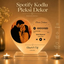 Kişiye Özel Spotify Kodlu Pleksi Dekor Kalp Masaüstü Hediye