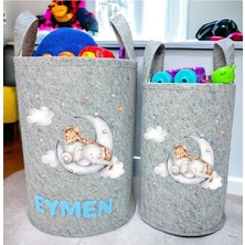 Empressco Unisex Kişiye Özel Isimli Gri Baskılı Büyük ve Orta Boy Bebek Çocuk Odası Oyuncak ve Çamaşır Sepeti - Fiyatı, Yorumları