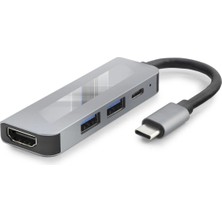Marsilyan Type-C Combo Hub HDMI 4K USB 3.0 Pd 4 Port Gri HDX7840
