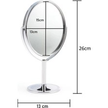 TKÇ Oval Masaüstü Ayaklı 360° Dönebilen, Işyeri, Seyahat Için Mini Krom Ayna 15X25CM